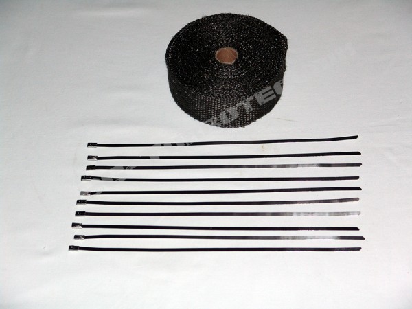 Auspuff Hitzeschutzband schwarz Keramik 10 Meter + 10 Kabelbinder, Downpipe / Vorkatersatzrohr, Astra G